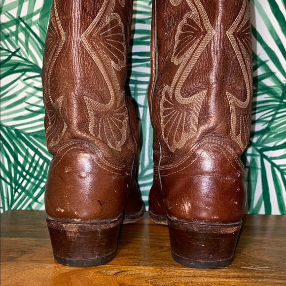 Vintage Dan Post Brown Leather Cowboy Boots Men’s 8.5 EW USA - Picture 6 of 12